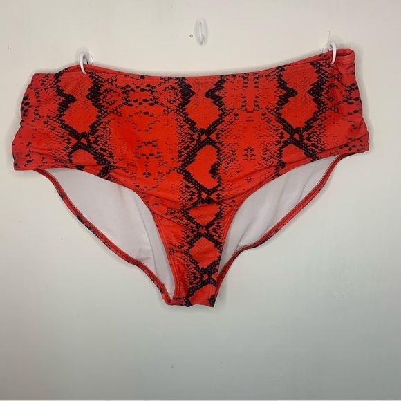 Shein Two-Piece Bikini in Red Snakeskin Print size 0X Tankini top High Rise - Picture 4 of 5